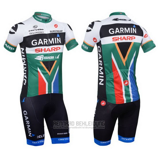 2013 Fahrradbekleidung Garmin Sharp Champion Afrika Trikot Kurzarm und Tragerhose